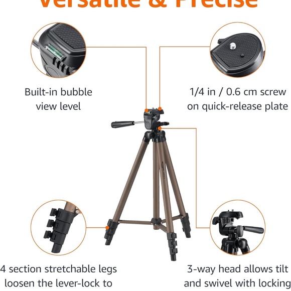 Amazon Basics 50-inch Lightweight Portable Camera Mount Tripod Stand with Bag - Picture 2 of 7